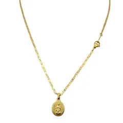 GENERICO - Cadena Oro Laminado Tejido Ancla de Virgen Milagrosa de los Rayos