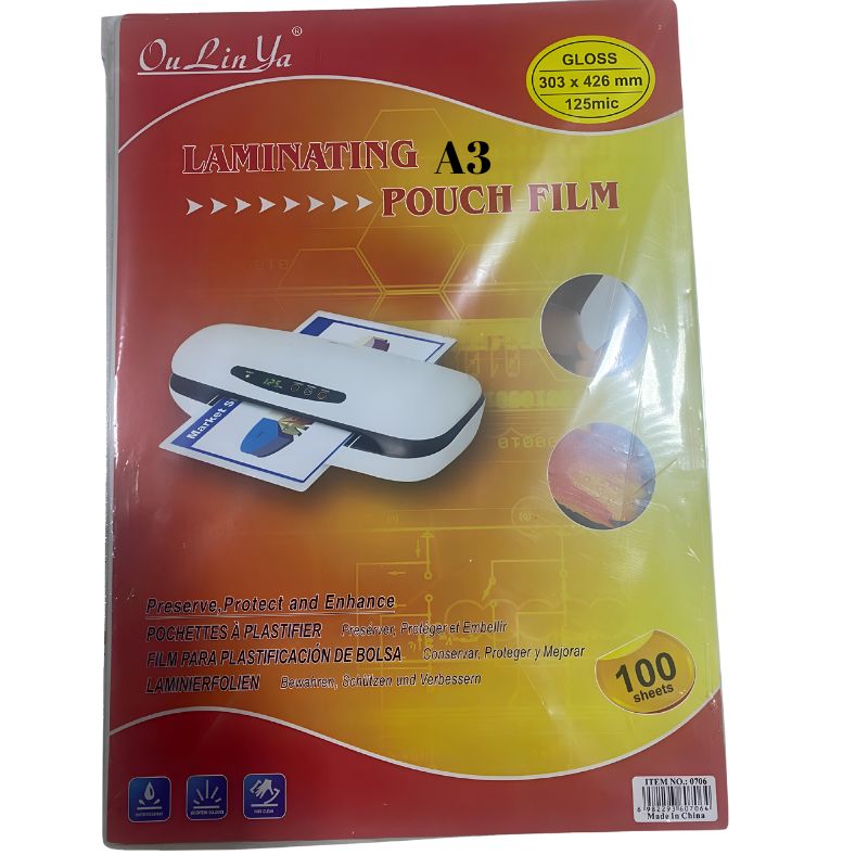 GENERICO - 100 Lámina A3 para termolaminar de 125 micrones- 303x426mm