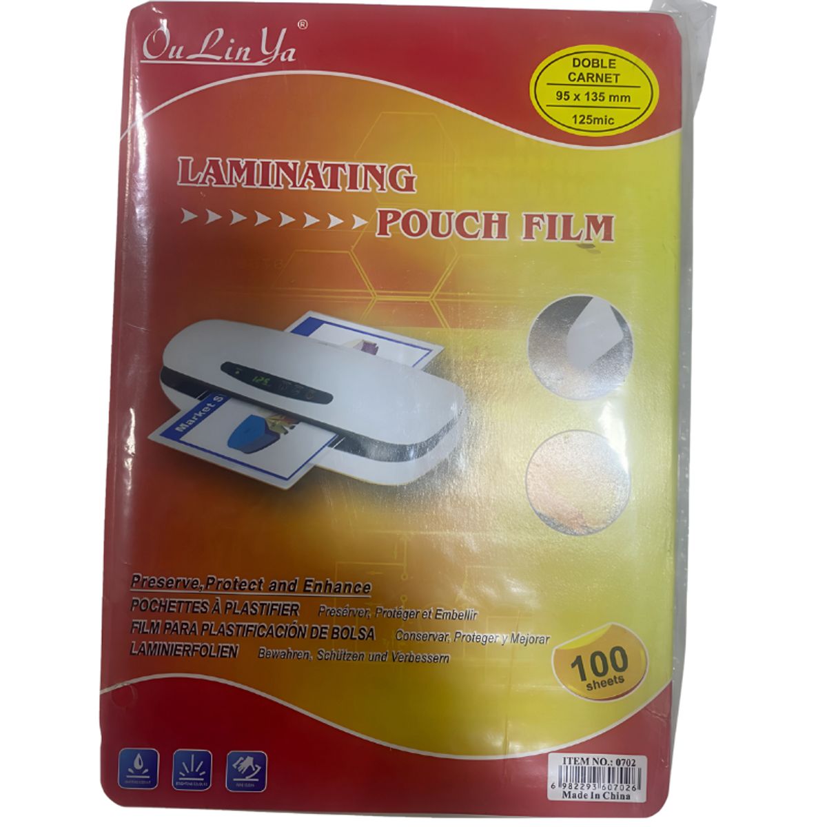 GENERICO - 100 Lamina DOBLE CARNET de 125 micrones - 95x135mm