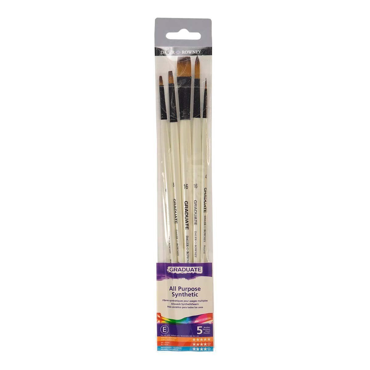 GENERICO - Pinceles Daler Rowney Mango Largo Sintético (Set 5 Pinceles)
