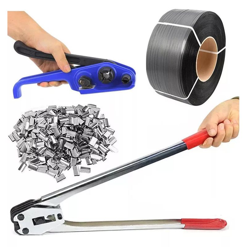 KUANGYE - Kit Enzunchadora Manual 12 Mm/ Zuncho Plástico Negro Sellos