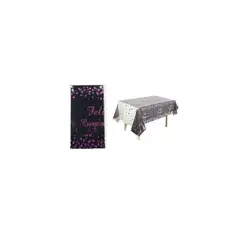 GENERICO - Mantel Feliz Cumpleaños Fuscia Con Estrella Punto 137x183cm