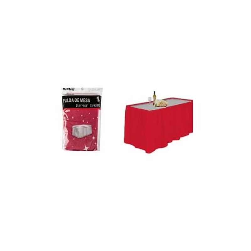 GENERICO - Faldón De Mesa Desechable Rojo 73x426cm