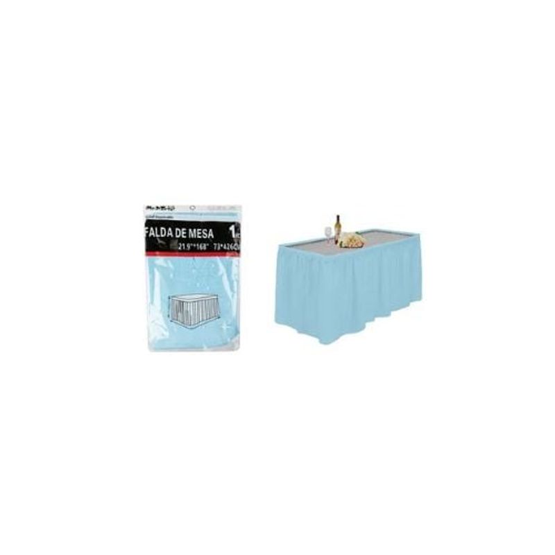 GENERICO - Faldón De Mesa Desechable Celeste 73x426cm