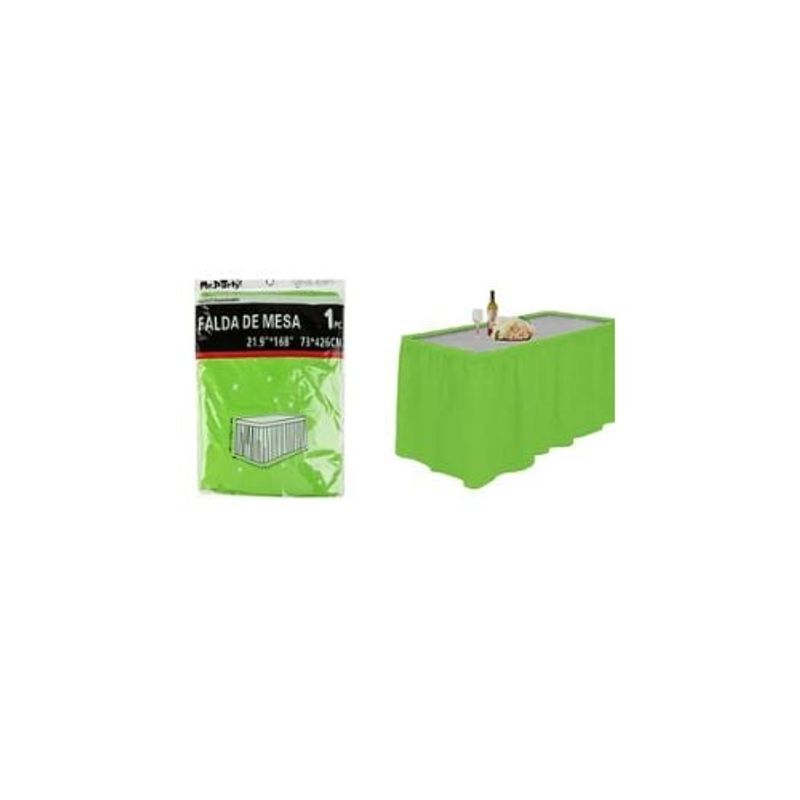 GENERICO - Faldón De Mesa Desechable Verde 73x426cm