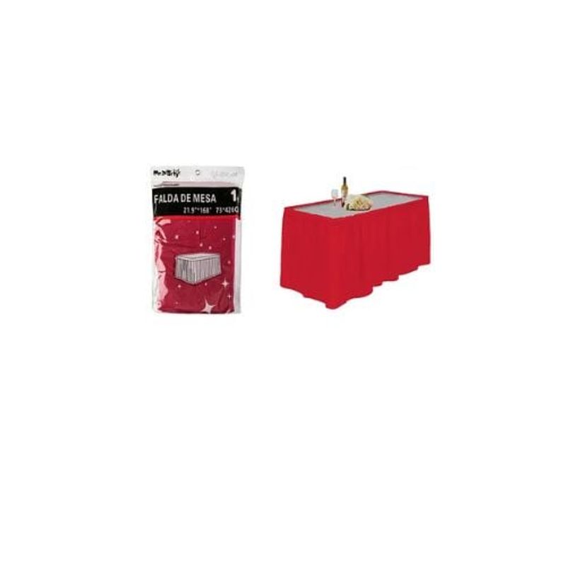 GENERICO - Faldón De Mesa Desechable Rojo Vivo 73x426cm