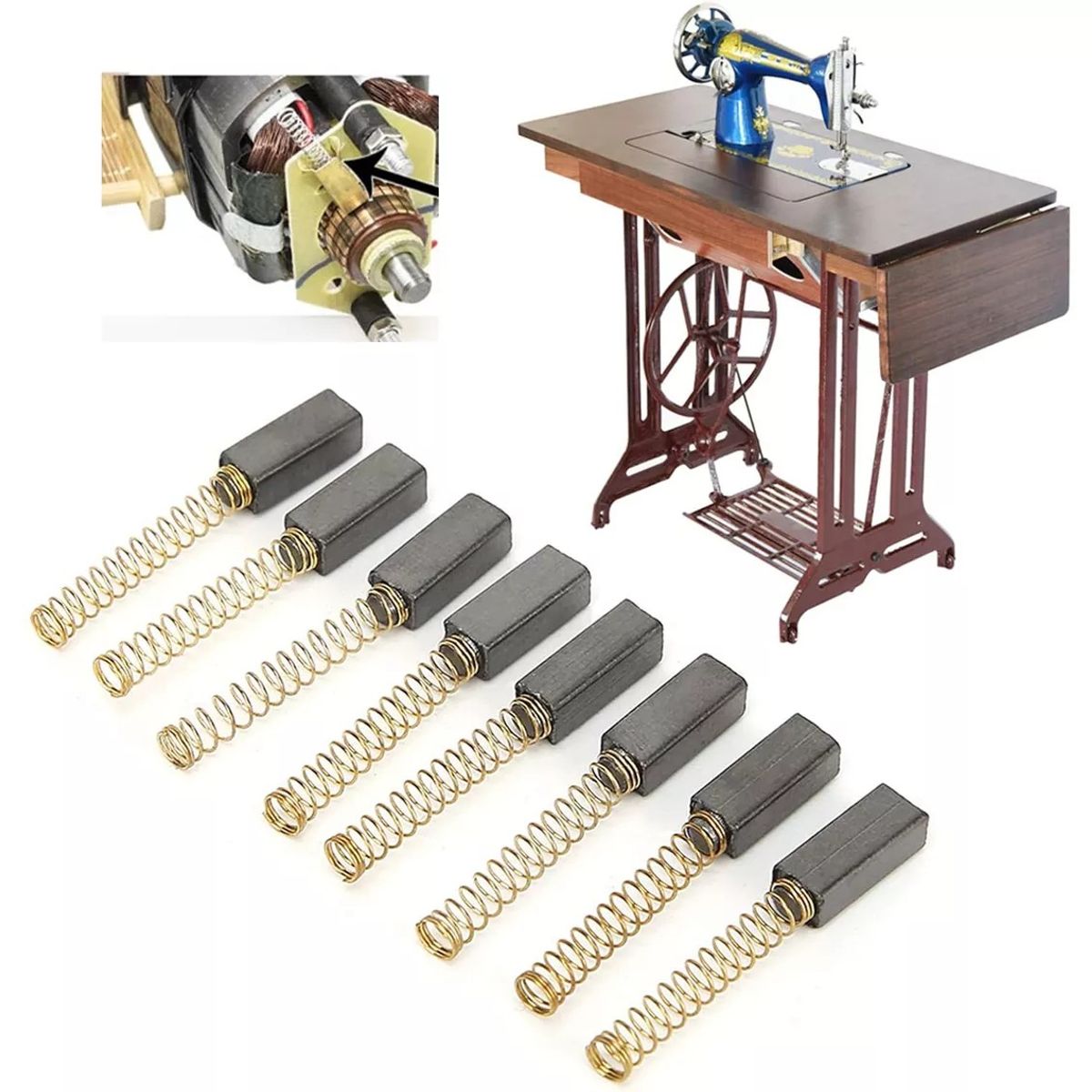 KUANGYE - Set 6 Carbones De Motor Universal Máquina De Coser Doméstica