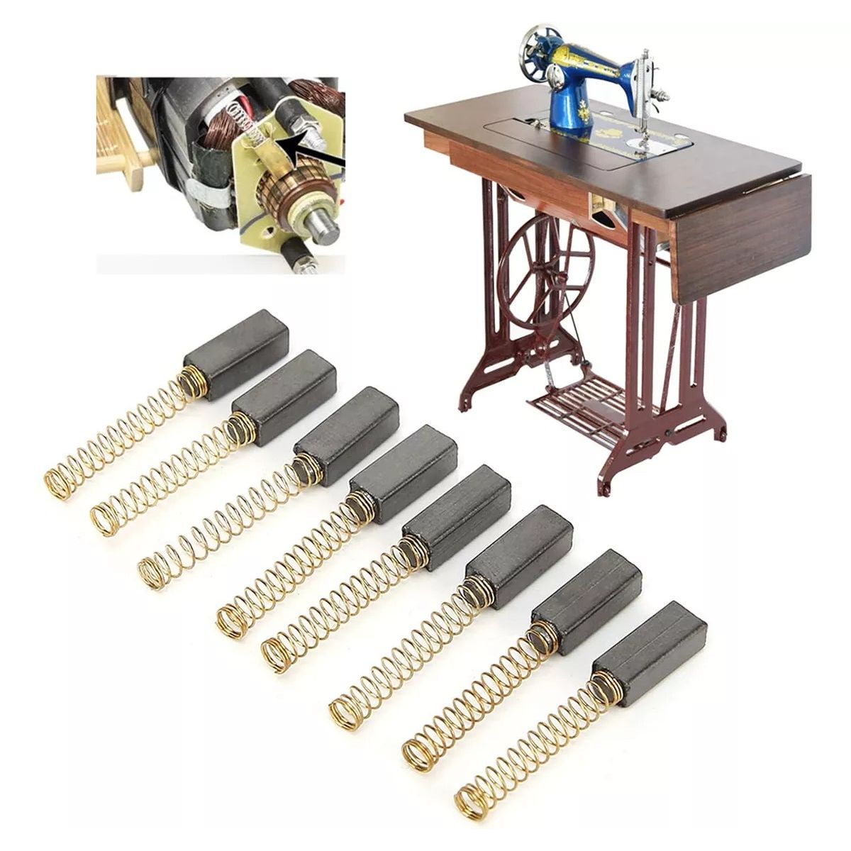 KUANGYE - Set 6 Carbones De Motor Universal Máquina De Coser Doméstica