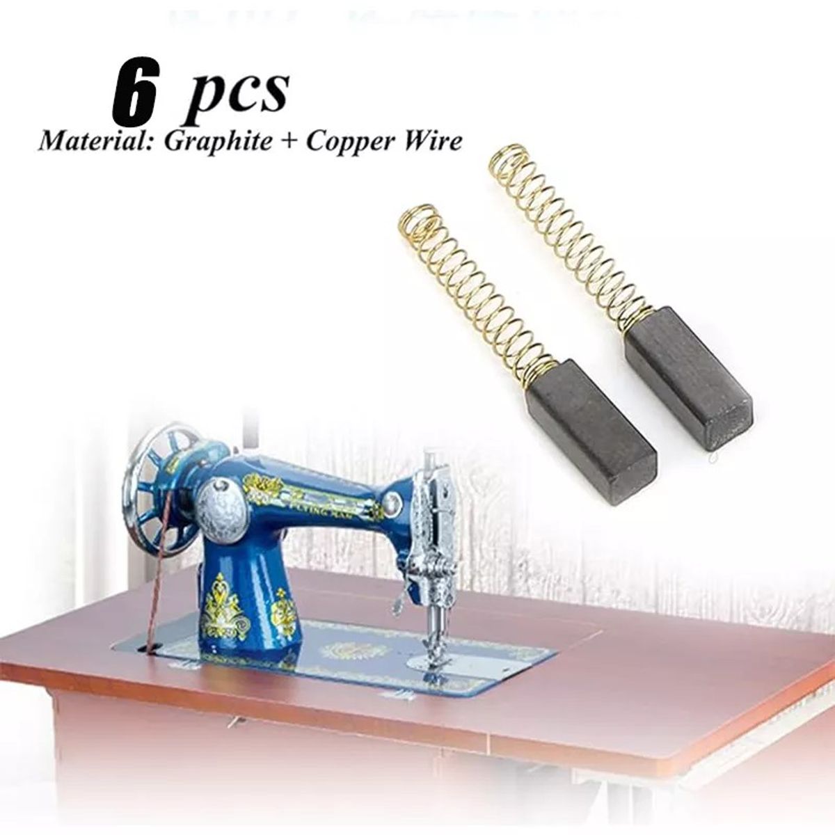 KUANGYE - Set 6 Carbones De Motor Universal Máquina De Coser Doméstica