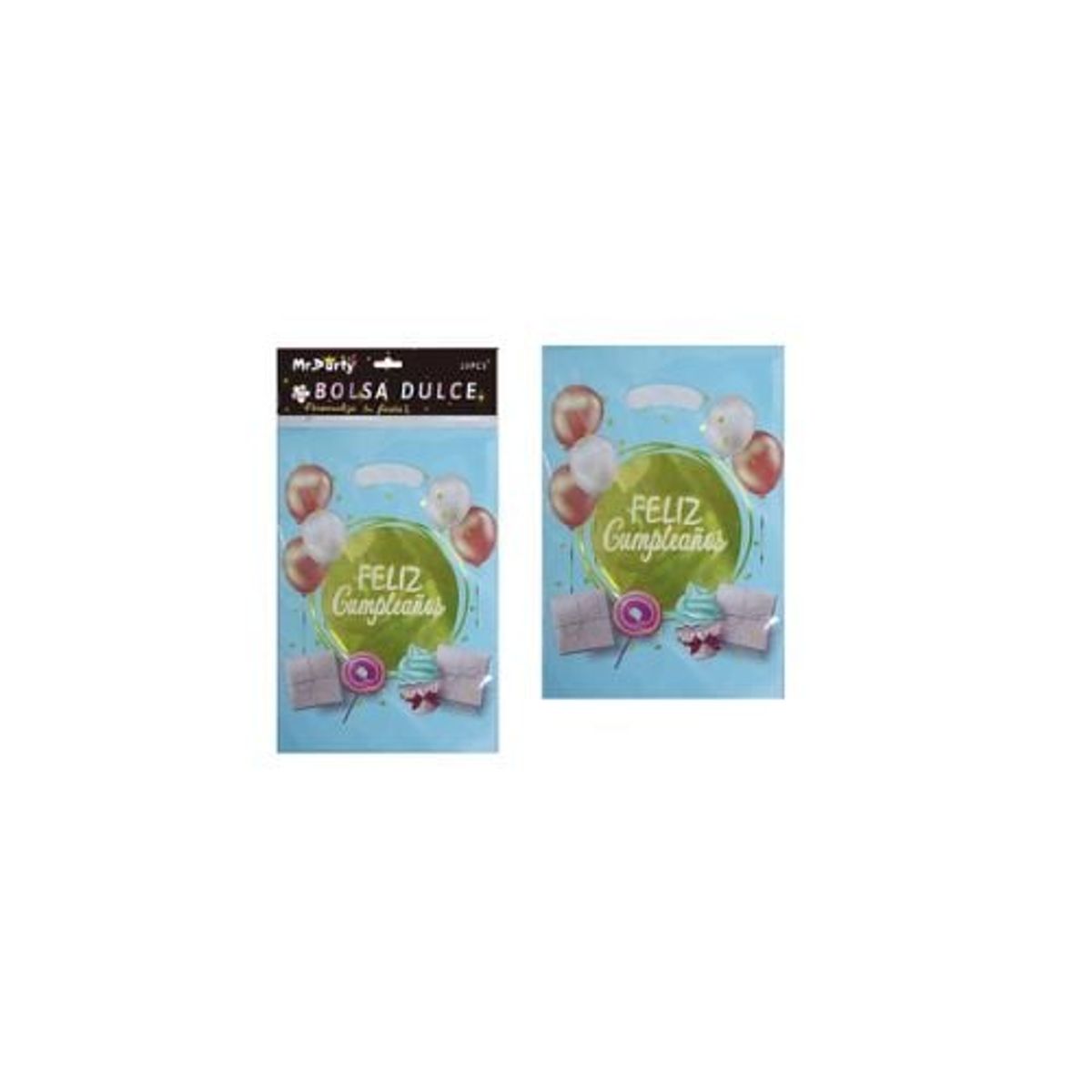 GENERICO - Bolsas Metalizadas Azules Feliz Cumpleaños 17x25cm 10pcs