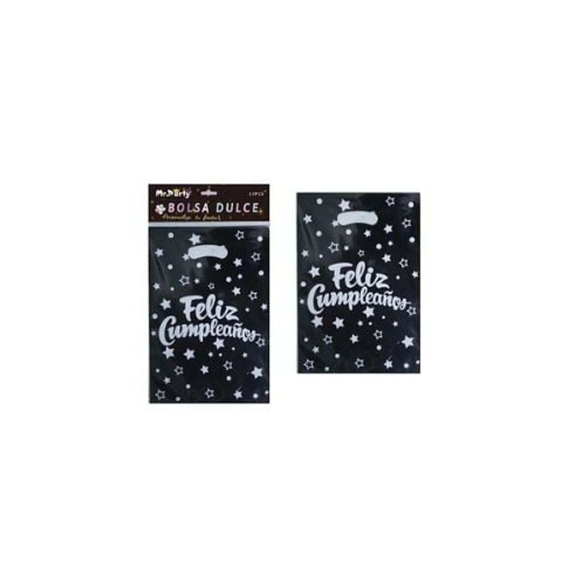 GENERICO - Bolsas Metalizadas Estrellas Negra Cumpleaños 17x25cm 10pcs