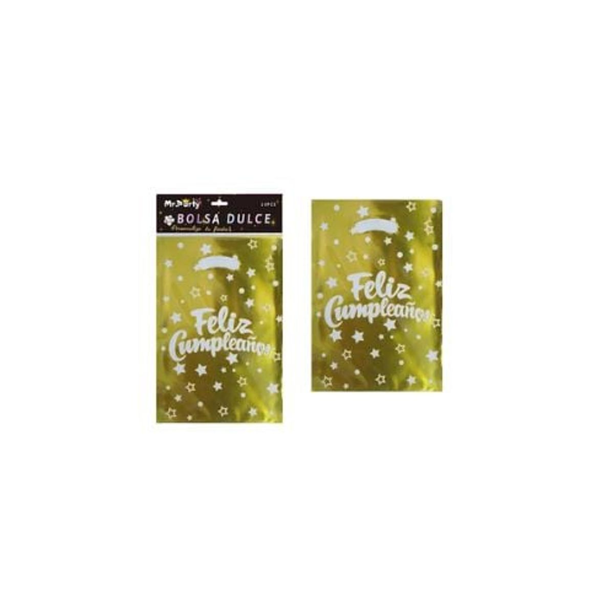 GENERICO - Bolsas Metalizada Estrellas Dorada Cumpleaños 21x30cm 10pcs