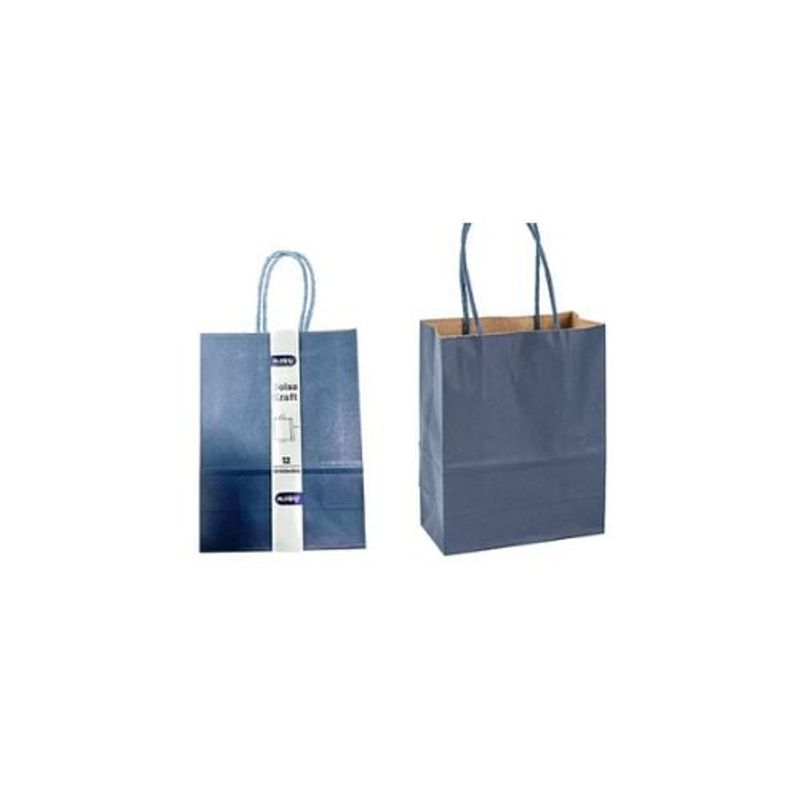 GENERICO - Bolsa De Papel Kraft Pequeña Azul Marino 15x21x8cm 12pcs