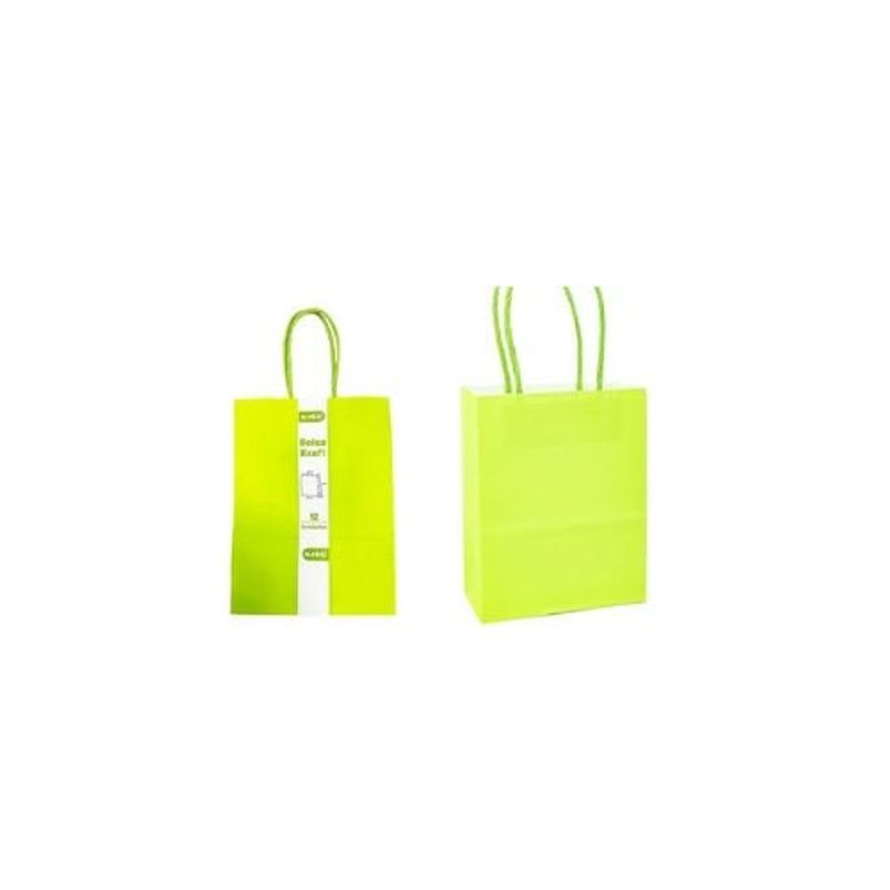 GENERICO - Bolsa De Papel Kraft Pequeña Verde Claro 15x21x8cm 12pcs