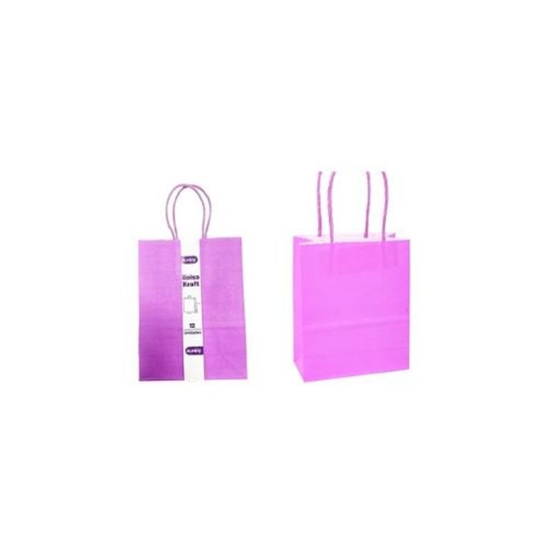 GENERICO - Bolsa De Papel Kraft Mediana Morado 21x27x11cm 12pcs