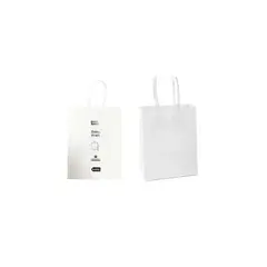 GENERICO - Bolsa De Papel Kraft Pequeña Blanco 15x21x8cm 12pcs