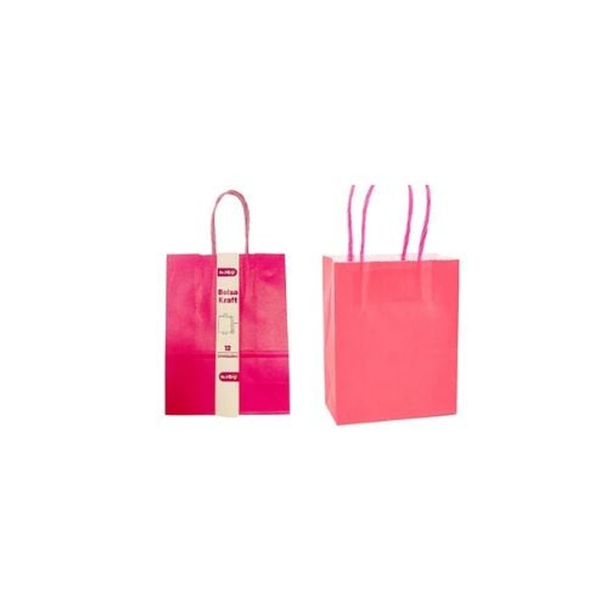 GENERICO - Bolsa De Papel Kraft Grande Fuscia 26x33x12cm 12pcs