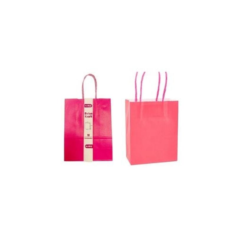 GENERICO - Bolsa De Papel Kraft Grande Fuscia 26x33x12cm 12pcs