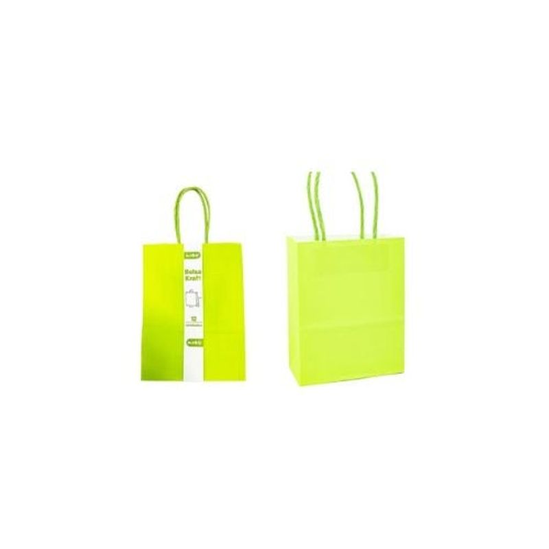 GENERICO - Bolsa De Papel Kraft Grande Verde Claro 26x33x12cm 12pcs