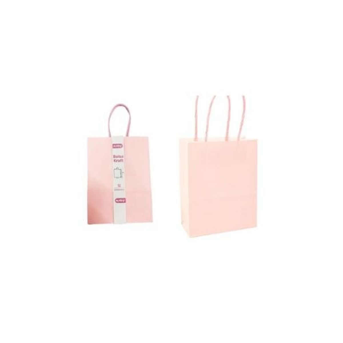 GENERICO - Bolsa De Papel Kraft Grande Rosado 26x33x12cm 12pcs