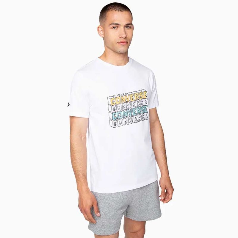 CONVERSE - Polera Manga Corta Blanco Landscape Converse