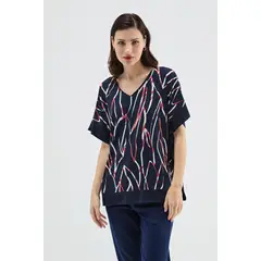 MA GRIFFE - Polera Manga Corta Azul Marino Mujer Magriffe