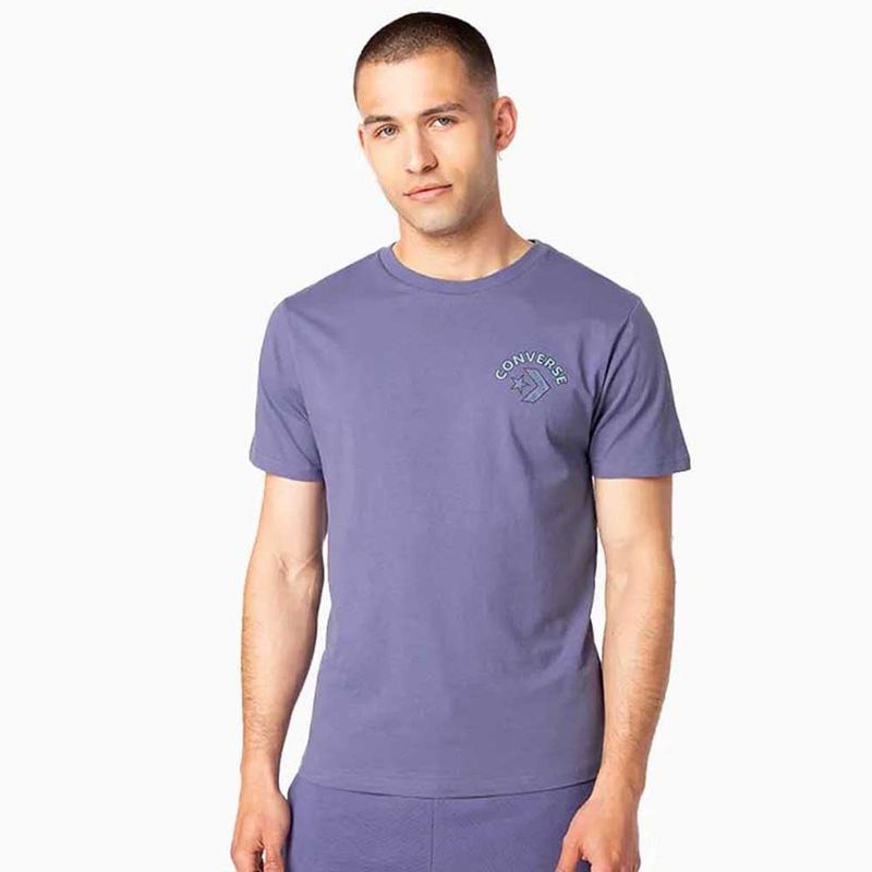 CONVERSE - Polera Manga Corta Azul Art of Utility Topo Converse