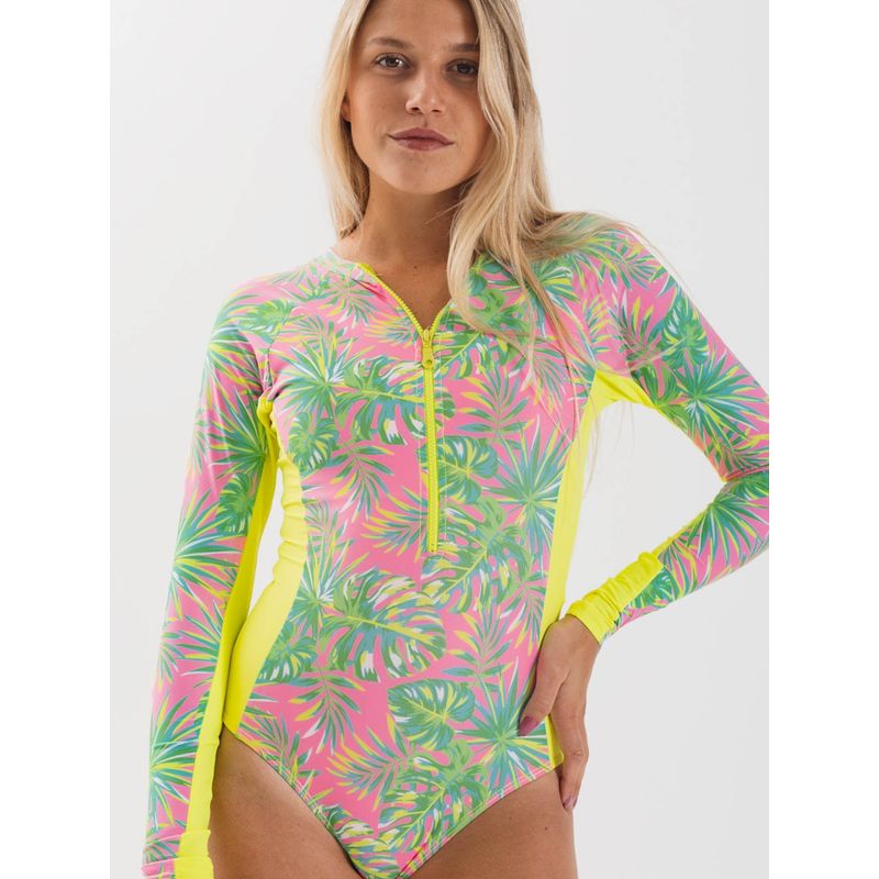 DAIKIRI BIKINIS - Daikiri Traje de Baño Surf Mujer Negro Liso Manga Larga Deportivo Protección UV 50+
