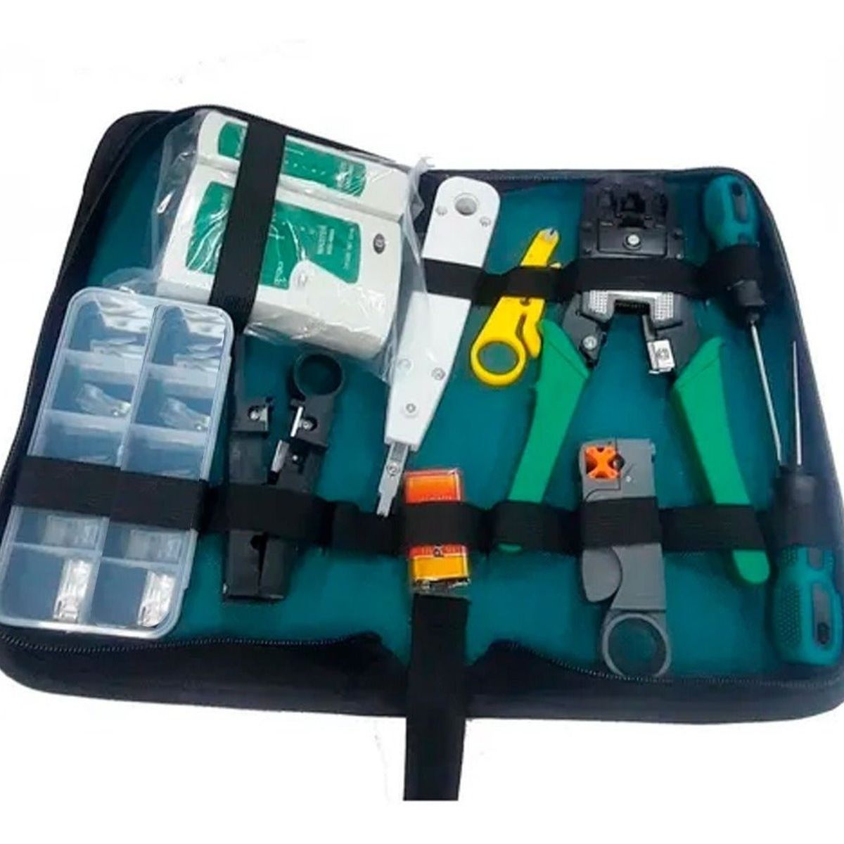 FACTORYTECH - Kit Herramientas Para Redes RJ45 RJ11 Crimpiadora Bolso Etc