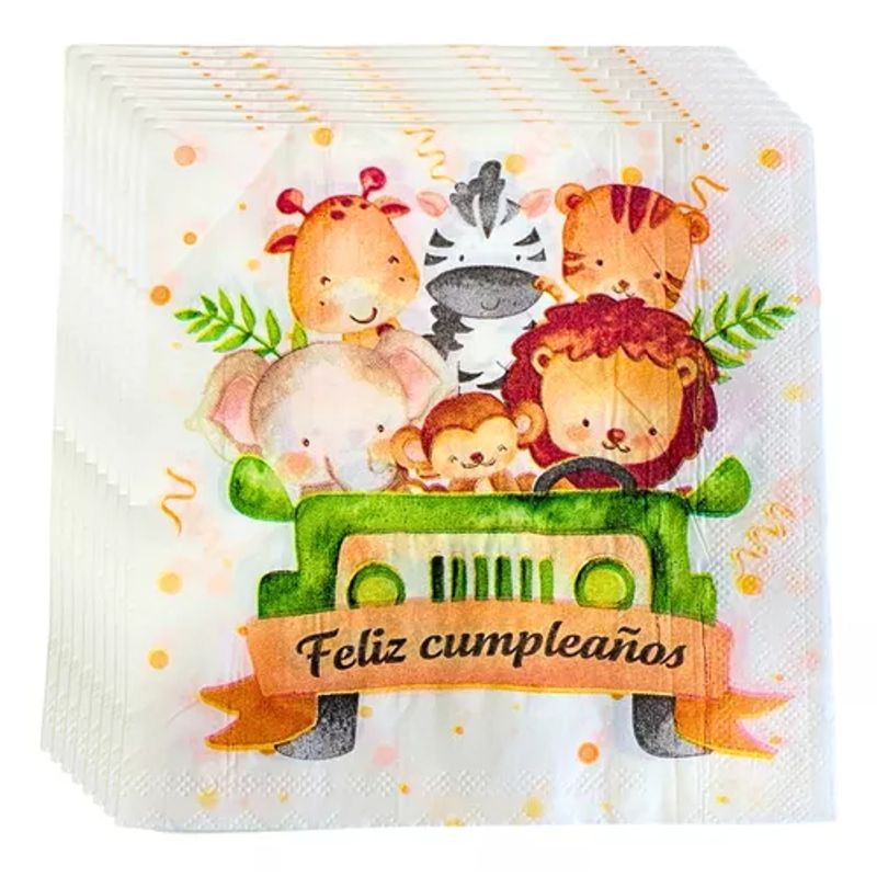 GENERICO - X40 Servilletas Safari Decoración Feliz Cumpleaños Safari