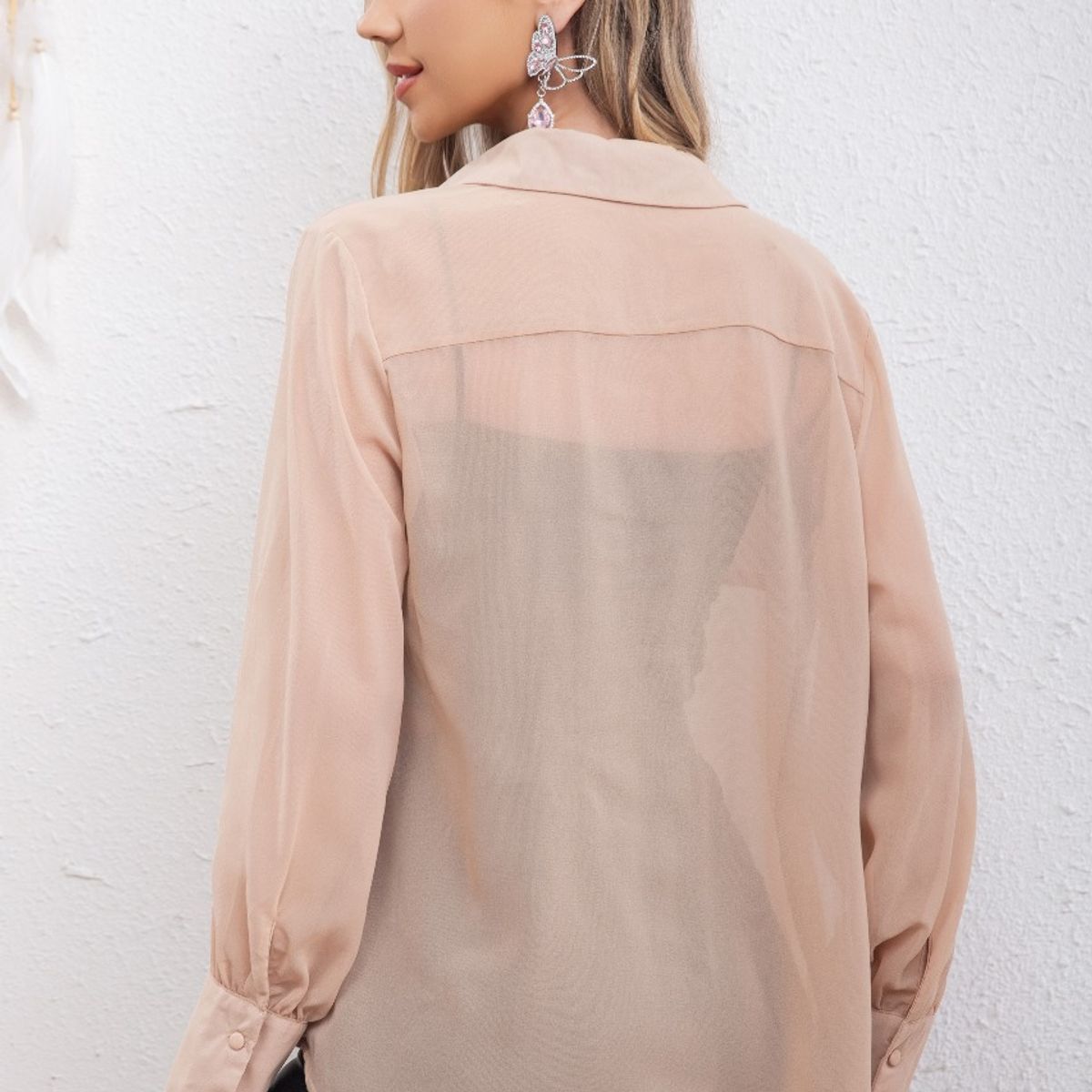 LIKE SHOP - Blusa Mujer Manga Larga Transparencia Formal Casual Eventos 307