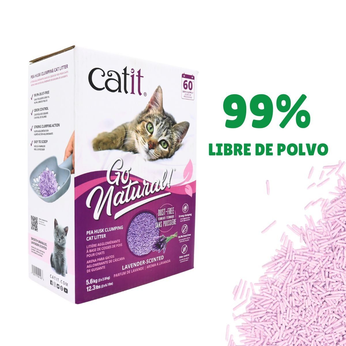 CATIT - Catit Go Natural Arena Sanitaria Para Gatos 5.6 kg Lavanda