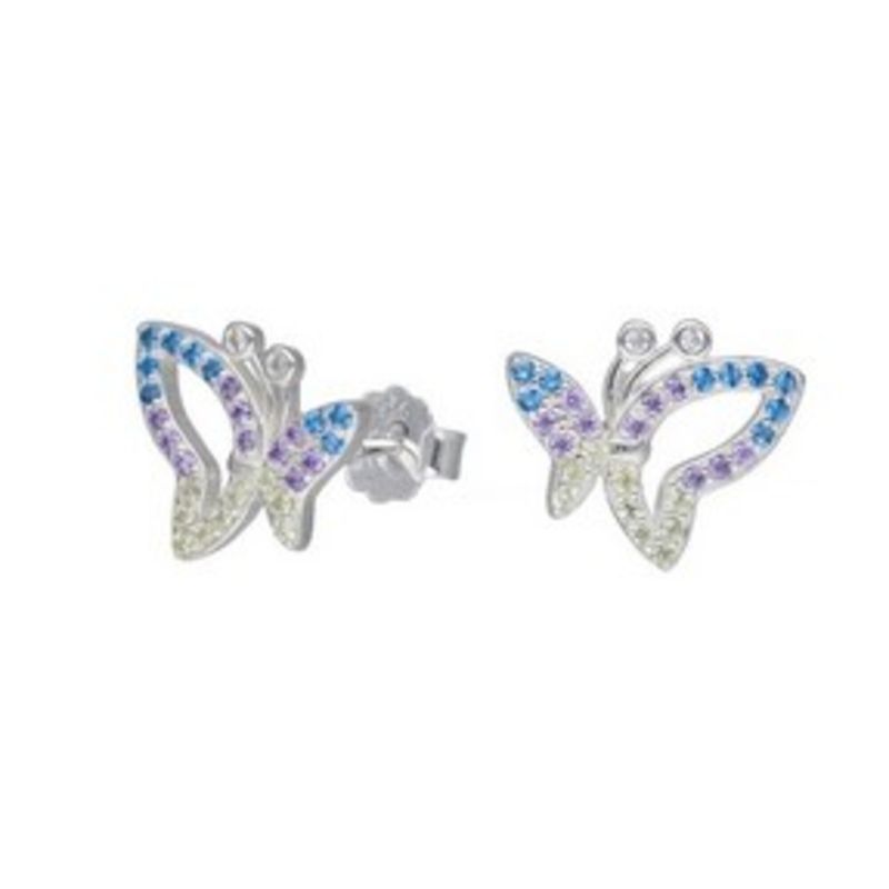 GENERICO - Aro Plata 925 Mariposa Circón Multicolor
