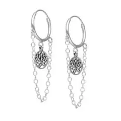 GENERICO - Aros Argolla Flor Loto Cadena 14mm