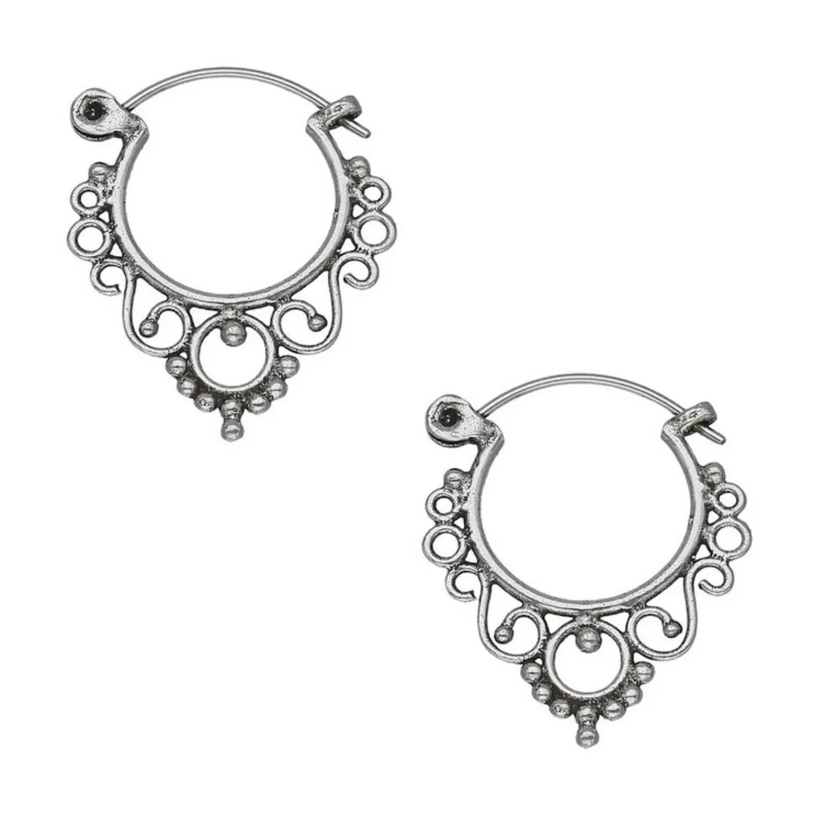 GENERICO - Aros Etnicos Circulos Espirales  Plata 925.-
