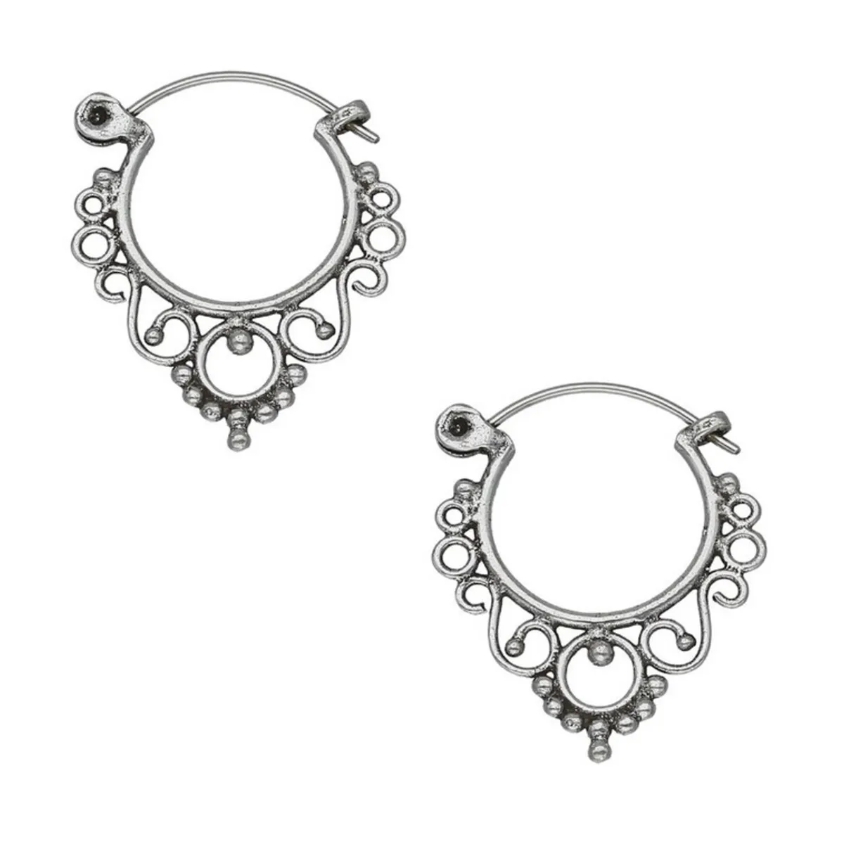 GENERICO - Aros Etnicos Circulos Espirales  Plata 925.-