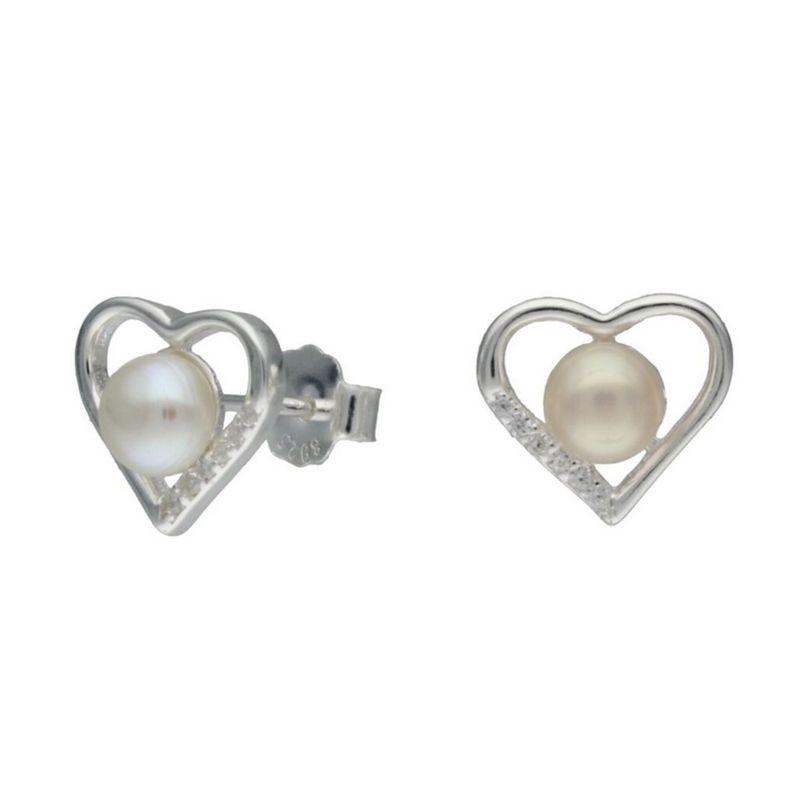 GENERICO - Aros Plata 925 Corazon Perlas Circones