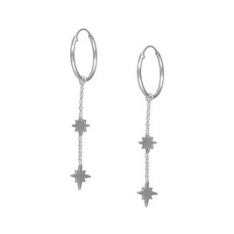GENERICO - Aros Argolla Estrella Fugaz Cadena 16 mm PLata 925