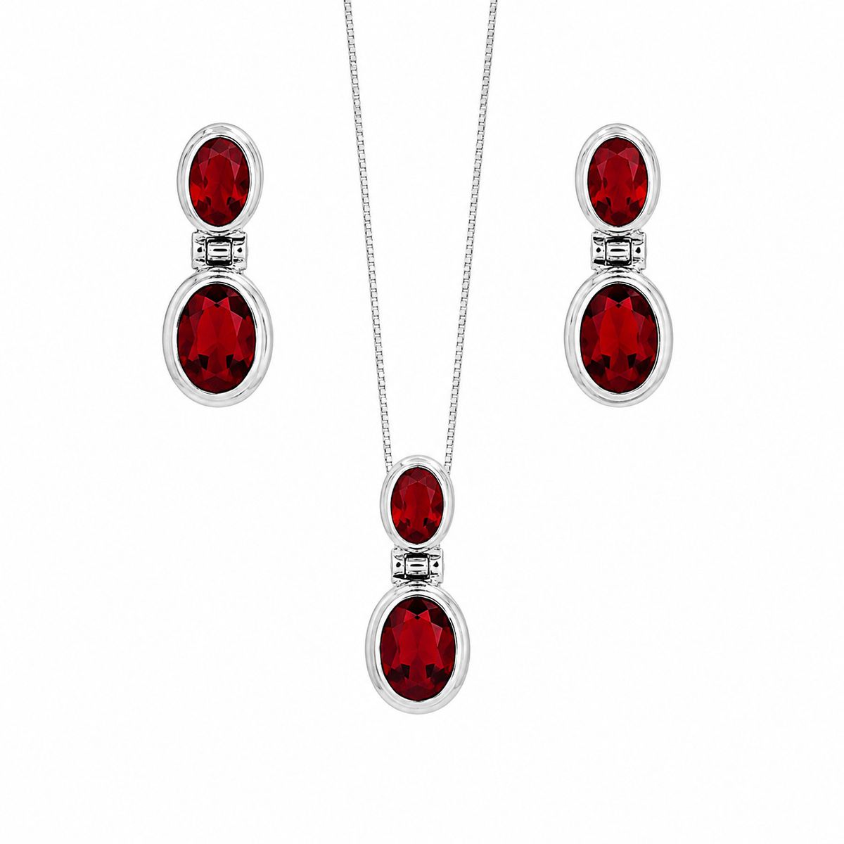 JOYAS MYTOKE - Conjunto Piedra Rubi Plata Fina 925 Mujer Clasica