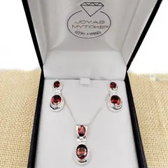 JOYAS MYTOKE - Conjunto Piedra Rubi Plata Fina 925 Mujer Clasica