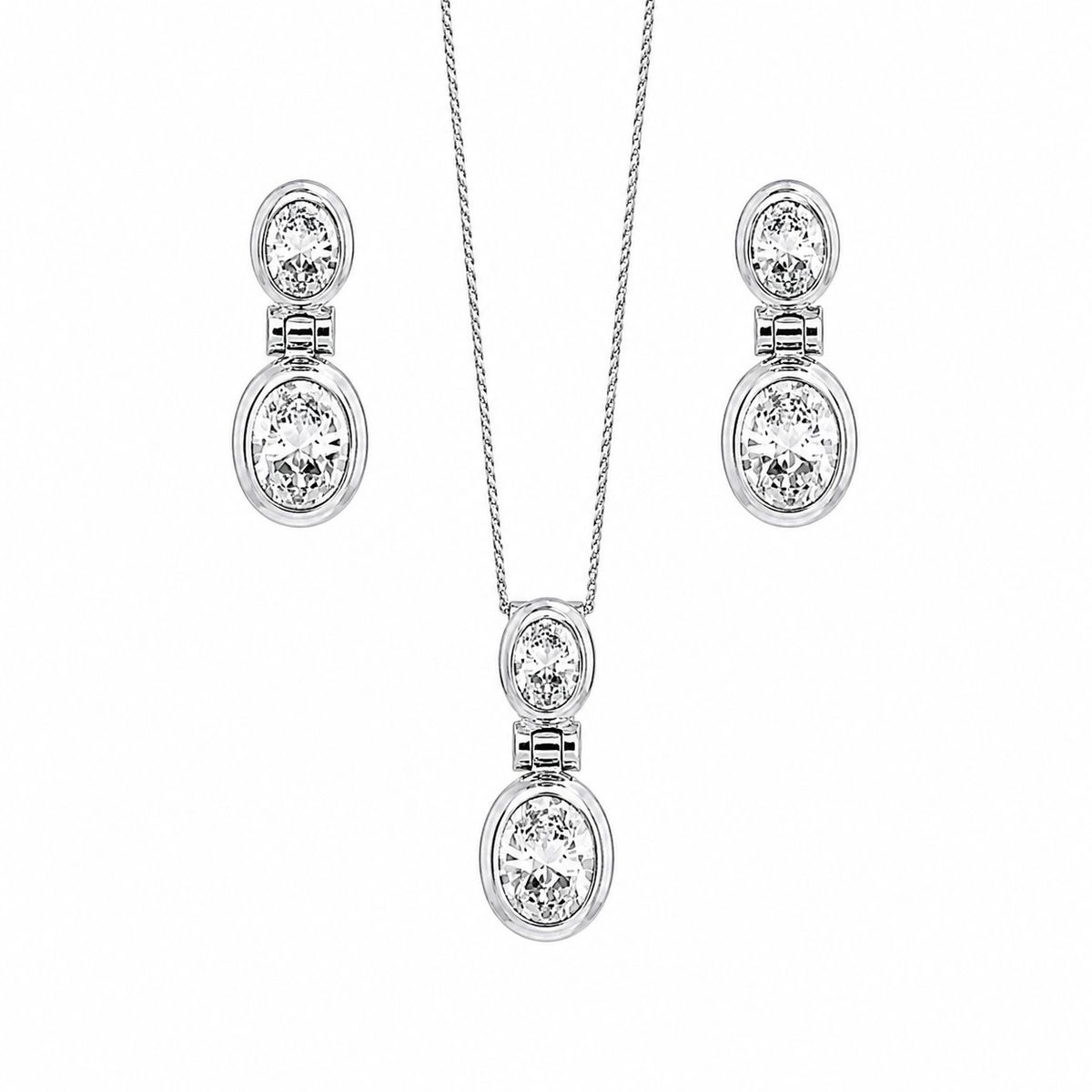 JOYAS MYTOKE - Conjunto Piedra Circon Transparente Plata Fina 925 Mujer