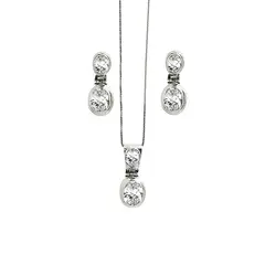 JOYAS MYTOKE - Conjunto Piedra Circon Transparente Plata Fina 925 Mujer