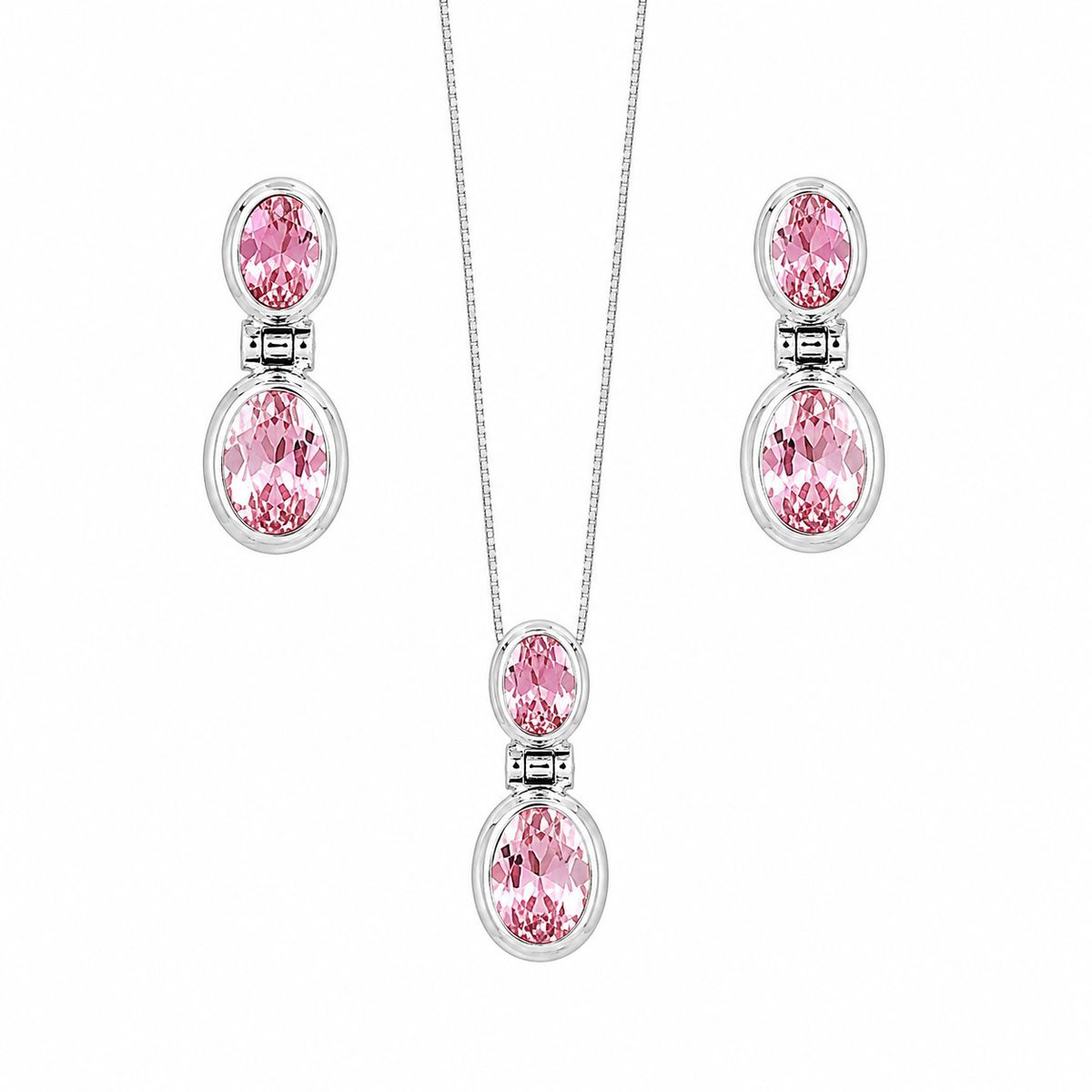 JOYAS MYTOKE - Conjunto Piedra Rosa De Francia Plata Fina 925 Mujer