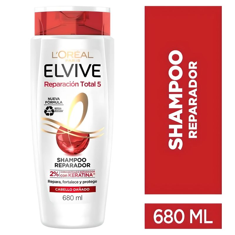 ELVIVE - ELVIVE Shampoo Reparacion Total 5 con Keratina 2% Cabello Dañado 680ml
