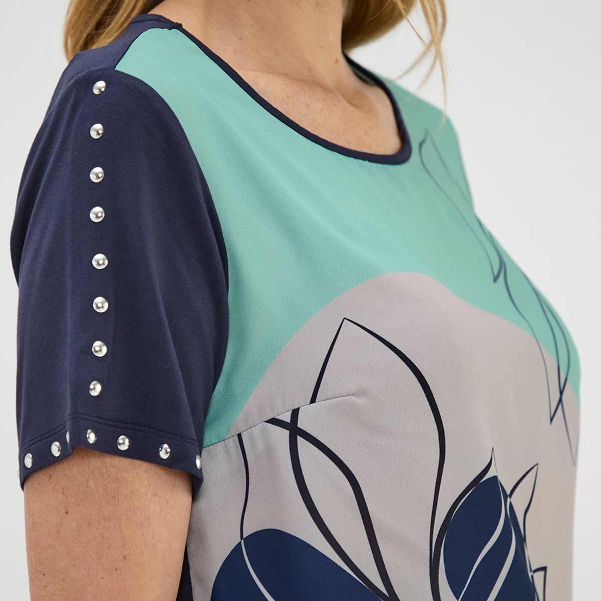 MA GRIFFE - Polera Manga Corta Azul Marino Mujer Magriffe