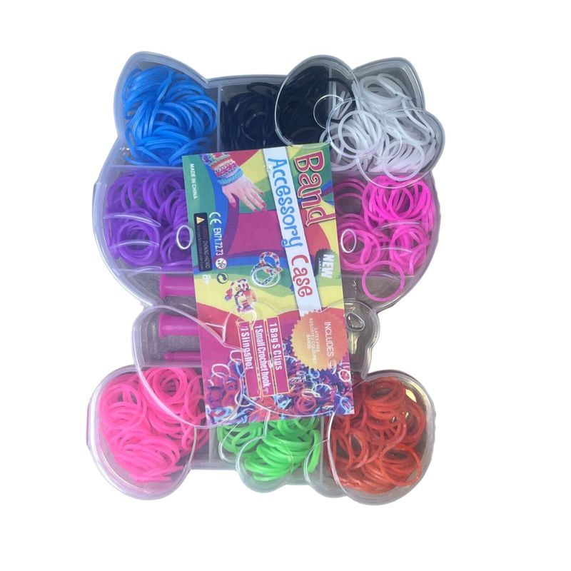 GENERICO - Kit 1000 Elásticos Para Pulsera Con Caja Hello Kitty Hebilla