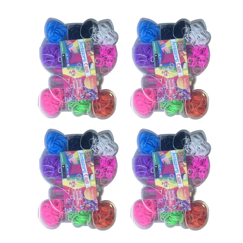GENERICO - x4 Kit 1000 Elásticos Para Pulsera Con Caja Hello Kitty