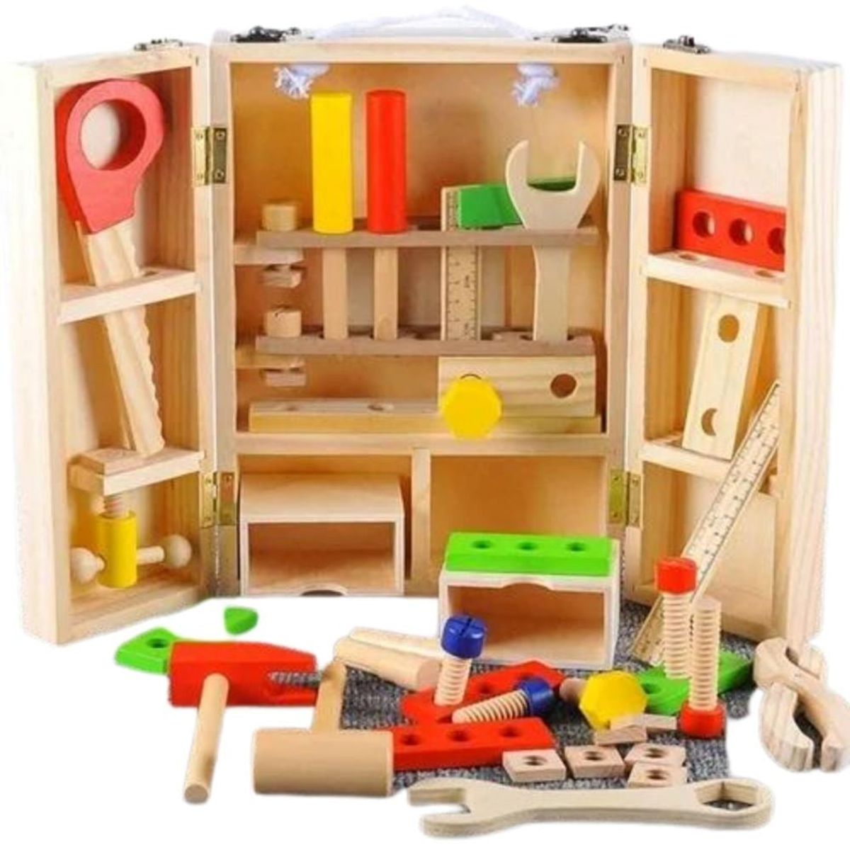 GENERICO - Herramientas Juguete Niños Madera Maletín Carpintero Montessori Educativo Didáctico