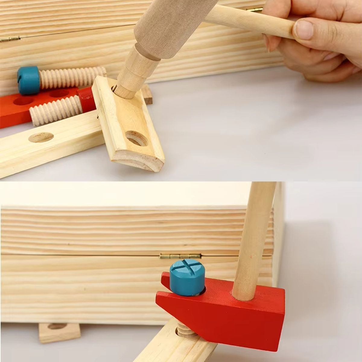 GENERICO - Herramientas Juguete Niños Madera Maletín Carpintero Montessori Educativo Didáctico