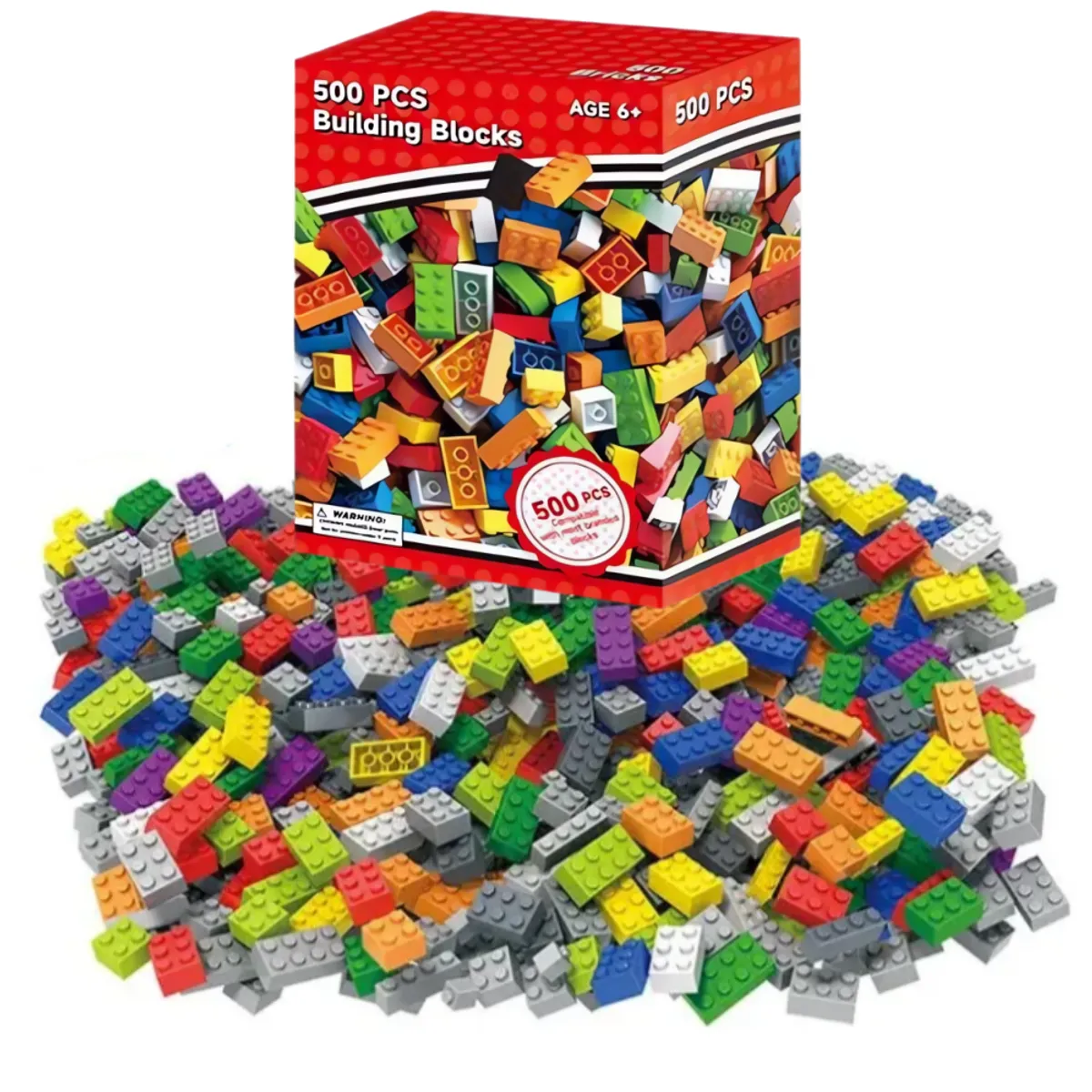 KUANGYE - 500 Bloques De Construcción En Caja Plastica Para Niños